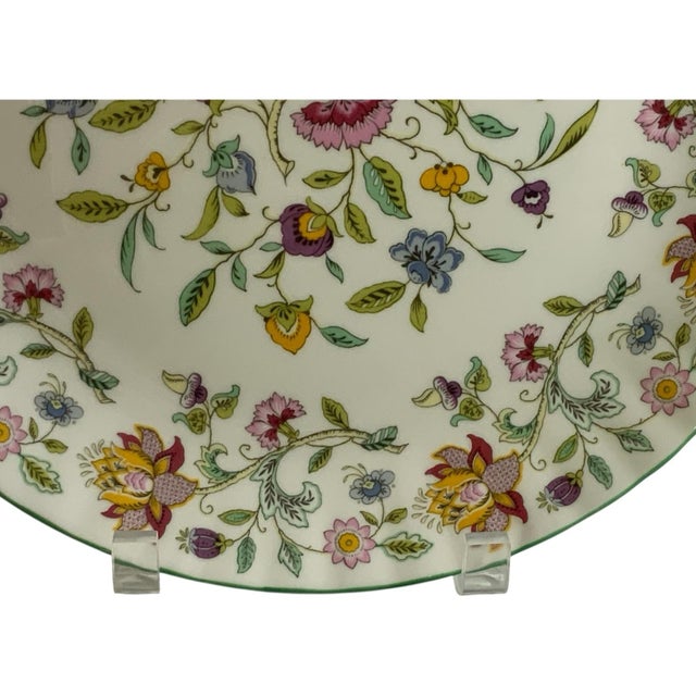 Traditional Vintage Minton Haddon Hall Large Handled Cake Plate Fine Bone China Green England 1948-2011 For Sale - Image 3 of 7