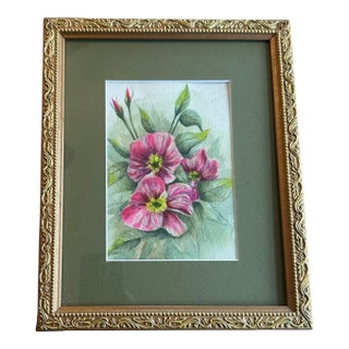 Framed Original Watercolor Botanical by Nancy Smith For Sale