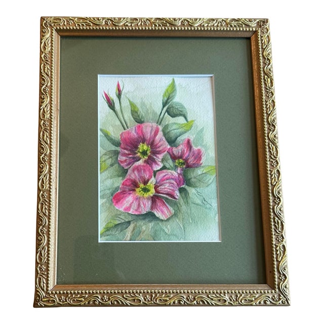 Framed Original Watercolor Botanical by Nancy Smith For Sale