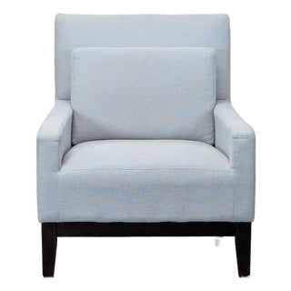 West Elm Modern Lounge Chair in Light Blue Fabric For Sale