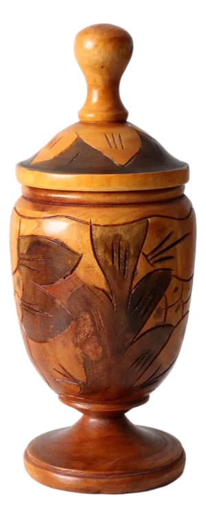 Vintage Carved Wooden Jar