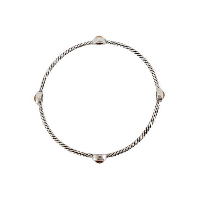 Early 21st Century Retired David Yurman Cable Station Citrine 925 Silver Bangle Bracelet For Sale - Image 5 of 8