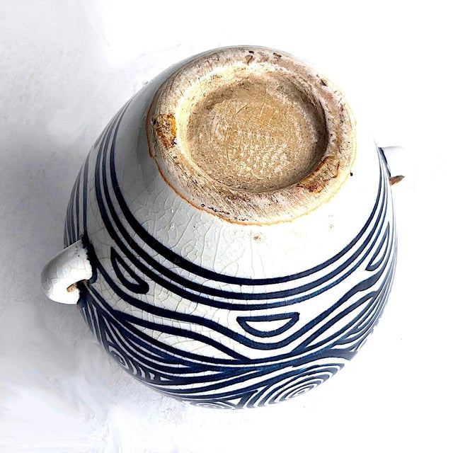 Vintage Studio Pottery Hand Painted Crackle Glaze Hanging Vase For Sale - Image 10 of 10