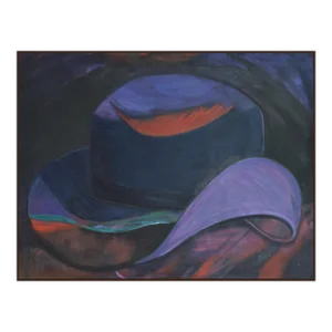Vintage Large Scale Pop Art Modernist Surreal Painting of a Cowboy Hat Circa 1980s