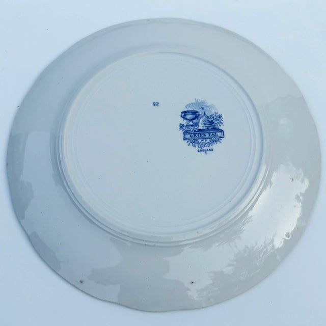 English Antique Ridgway “Oriental” Blue & White English Transferware Plate For Sale - Image 3 of 4