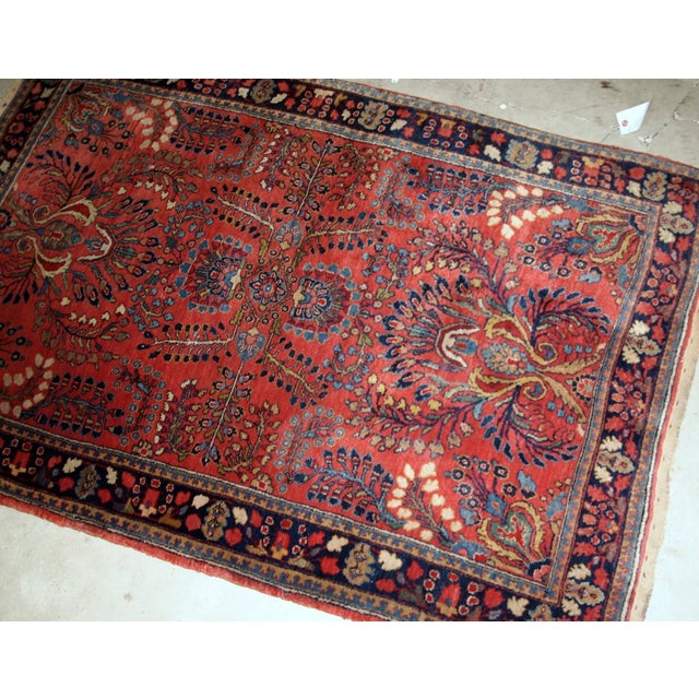 Persian 1920s, Handmade Antique Persian Sarouk Rug 3.10' X 5.3' For Sale - Image 3 of 6