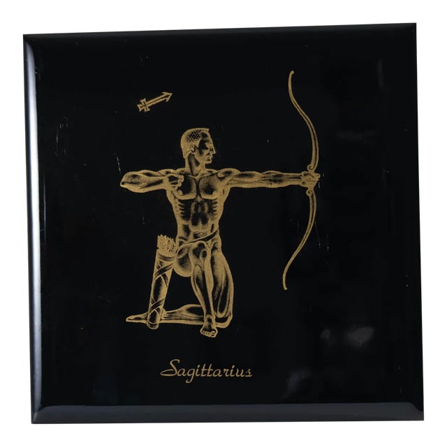 Vintage Sagittarius Ceramic Wall Tile For Sale