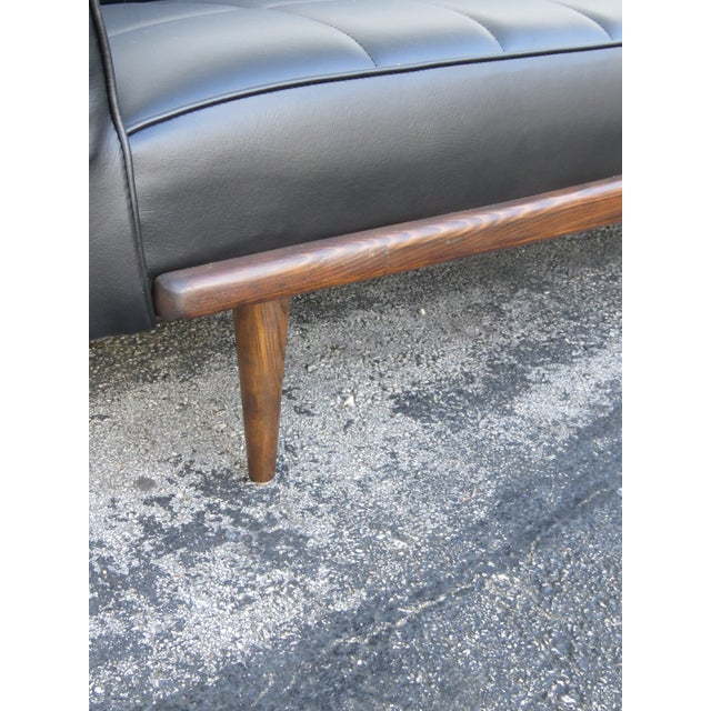 Mid Century Modern Black Vinyl Long Couch Sofa 6267 For Sale - Image 10 of 15