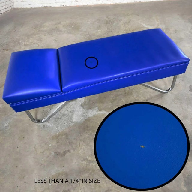 Metal MCM to Streamline Modern or Industrial Chaise Daybed Adjustable Back Royal Blue Vinyl and Chrome For Sale - Image 7 of 12