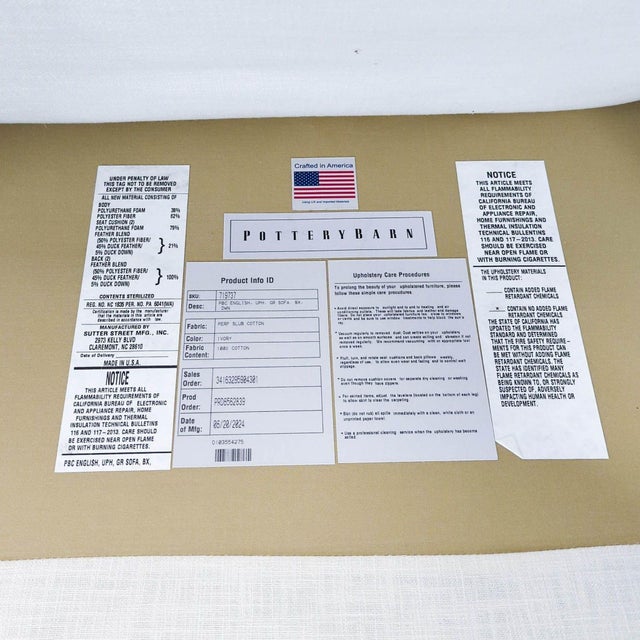 Pottery Barn Pottery Barn English Arm Grand 3-Seat Sofa in White Upholstery For Sale - Image 4 of 6