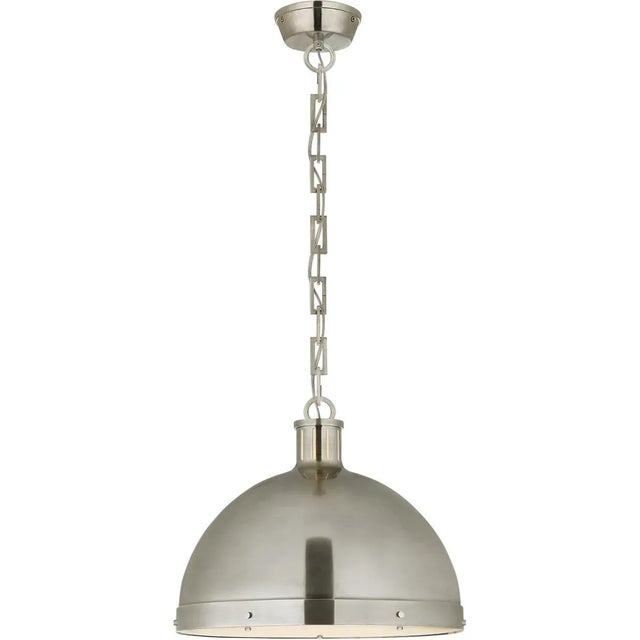 Modern Thomas O'Brien for Visual Comfort Signature Hicks Extra Large Pendant in Antique Nickel with Acrylic Diffuser For Sale - Image 3 of 4