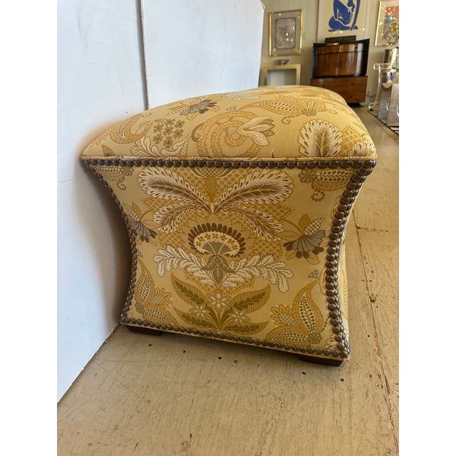 Textile Lexington Upholstered Stools/Ottomans With Nailheads -a Pair For Sale - Image 7 of 13