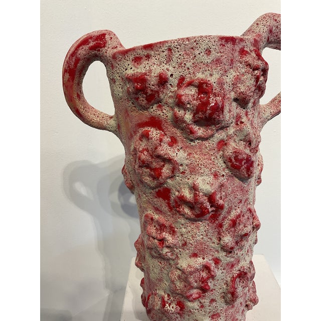 Abstract Urn Sculptural Vase by Lynn Basa Lava Glaze For Sale - Image 3 of 6