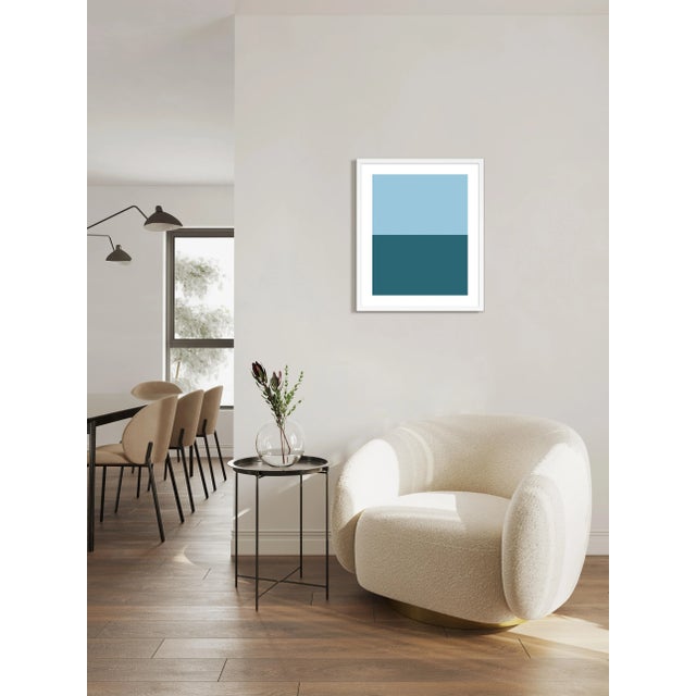 Gen Sohr Color Studies, Blue/Teal by Pencil & Paper in White Frame, Small Art Print For Sale - Image 4 of 4