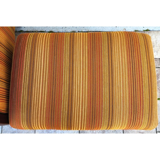 Wood Vintage MCM Club Lounge Armchair & Ottoman Art Deco a Pair For Sale - Image 7 of 14