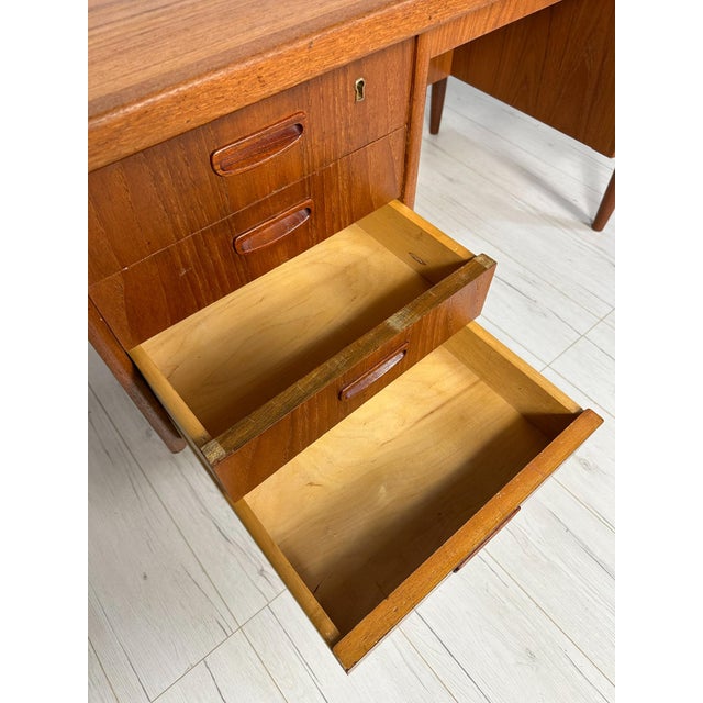 Brown Large Vintage Danish Teak Writing Desk, 1960s For Sale - Image 8 of 15