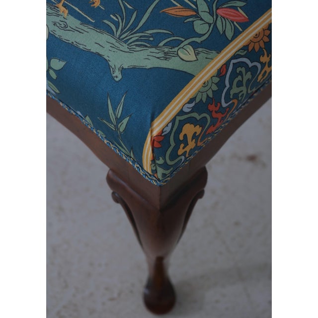 Pair Scalamandre Upholstered Queen Anne Stools For Sale In Philadelphia - Image 6 of 12