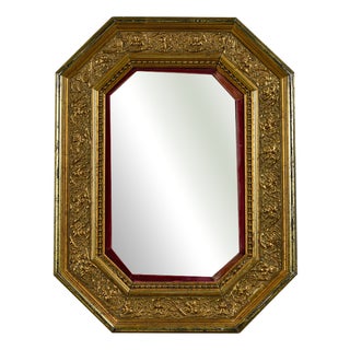 20th Century Decorated Octagonal Gilded Mirror For Sale