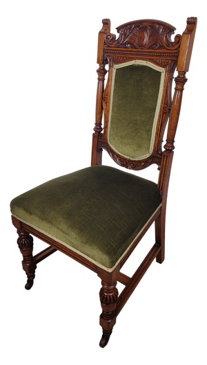 Victorian Oak Upholstered Hall Chair with Foliate Carvings, 1900s