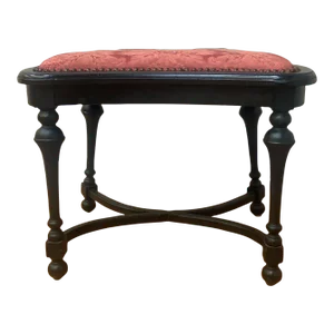 Antique Ebony Stool Bench With Nailhead Finish