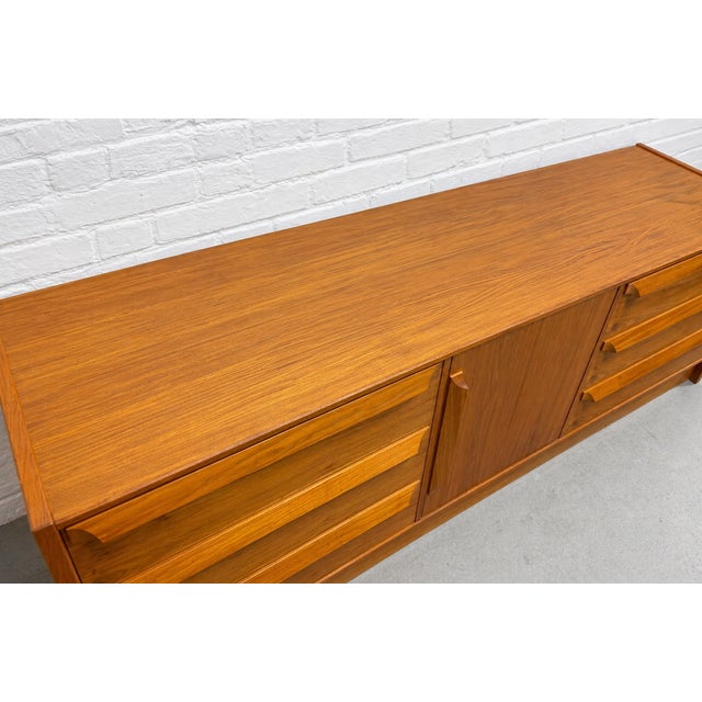 Long & Sculpted Mid Century Modern Danish Teak Credenza / Long Dresser by Skovby Mobelfabrik, C. 1960's For Sale - Image 9 of 12