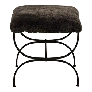 Grey Fur 'Strapontin' Stool by Design Frères
