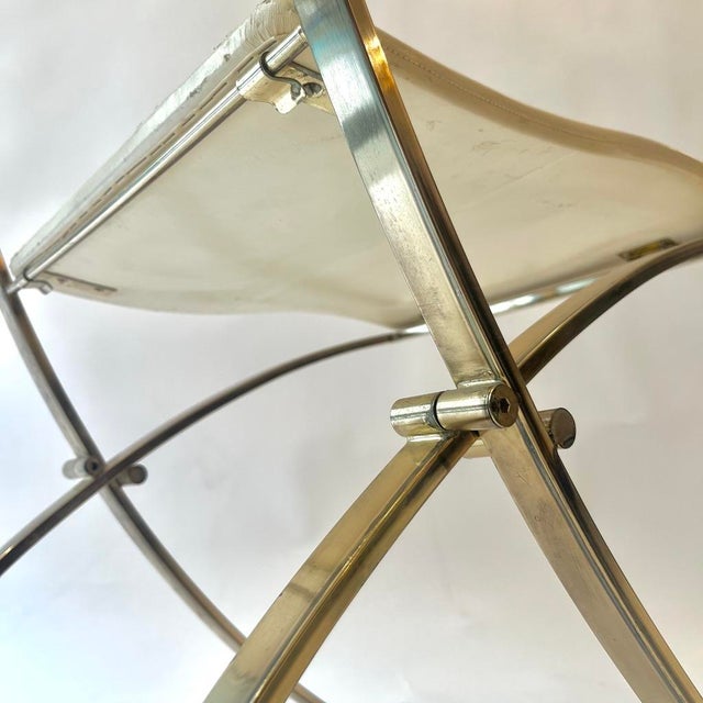 Vintage Luisa Folding Chairs in Leather and Brass by Marcello Cuneo for Mobel Italia, 1970, Set of 6 For Sale - Image 17 of 18