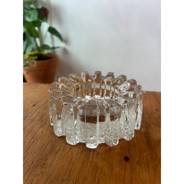 Transparent MCM Swedish Cast Glass Brutalist Design Eva Englund Crystal Ice Ashtray For Sale - Image 8 of 10