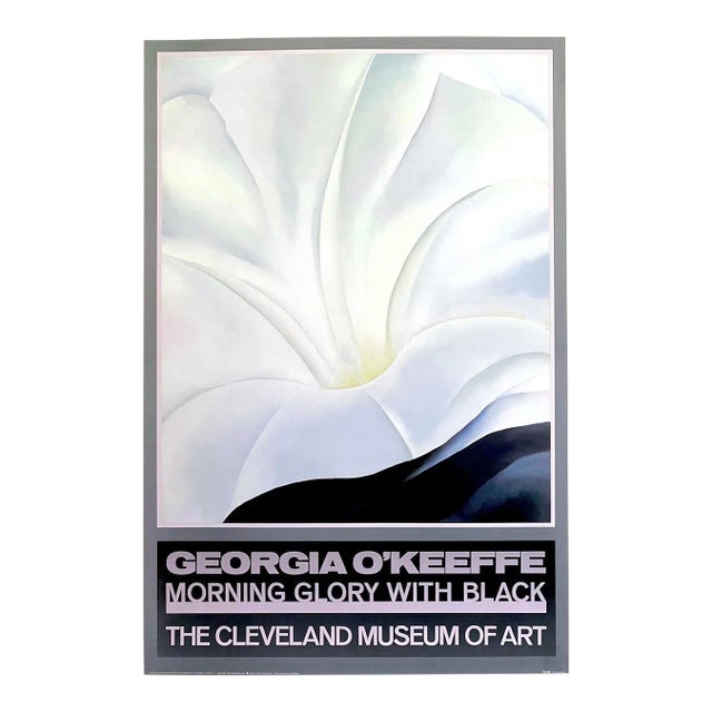 Georgia O'Keeffe Vintage 1988 Lithograph Print Museum Poster " Morning Glory With Black " 1926 For Sale