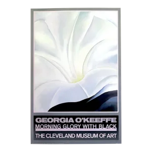 Georgia O'Keeffe Vintage 1988 Lithograph Print Museum Poster " Morning Glory With Black " 1926