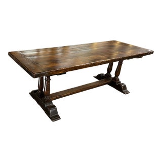 19th. Century French Walnut Trestle Table For Sale