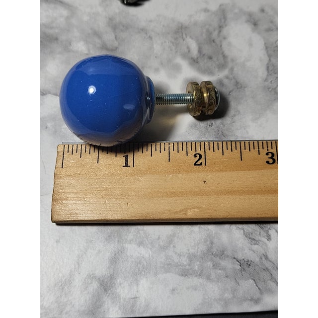 Ceramic 1980s Contemporary Blue Glossy Glazed Ceramic Drawer Pulls For Sale - Image 7 of 7