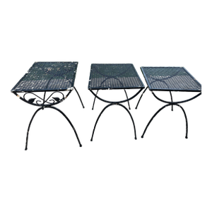1960s 3 Wrought Iron Nesting Tables Set of 3 Woodard Salterini Attributed Patio Garden #1