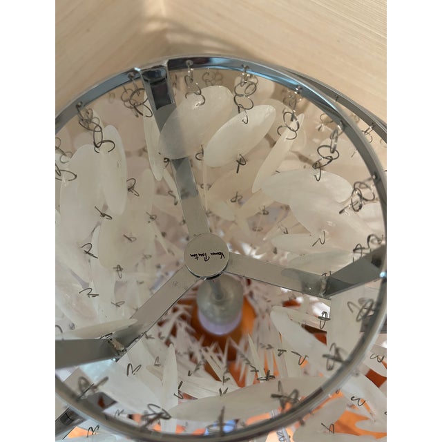 White Organic Modern Verner Panton Style Capiz Shell & Chrome Floor Lamp For Sale - Image 8 of 11