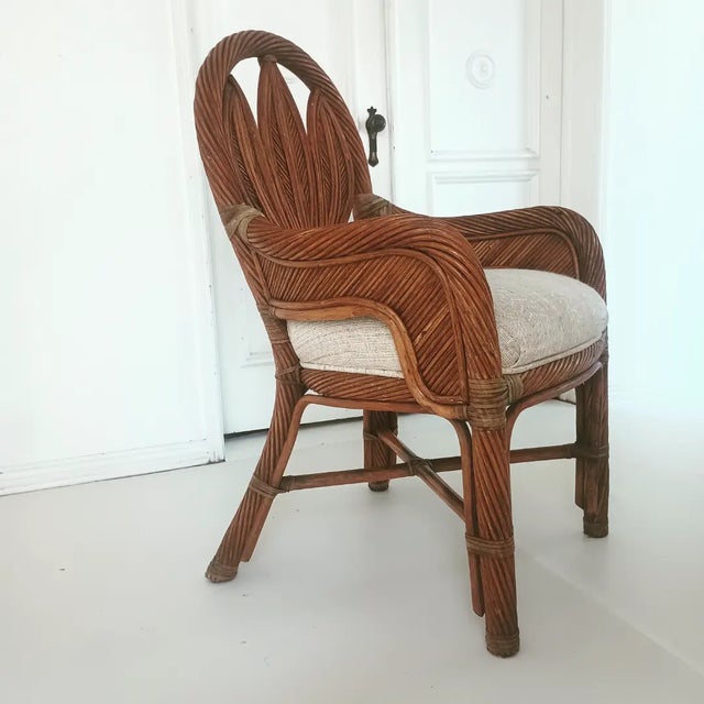 1970s 1970s Vintage Pencil Reed Bamboo Dining Chairs - Set of 4 For Sale - Image 5 of 12