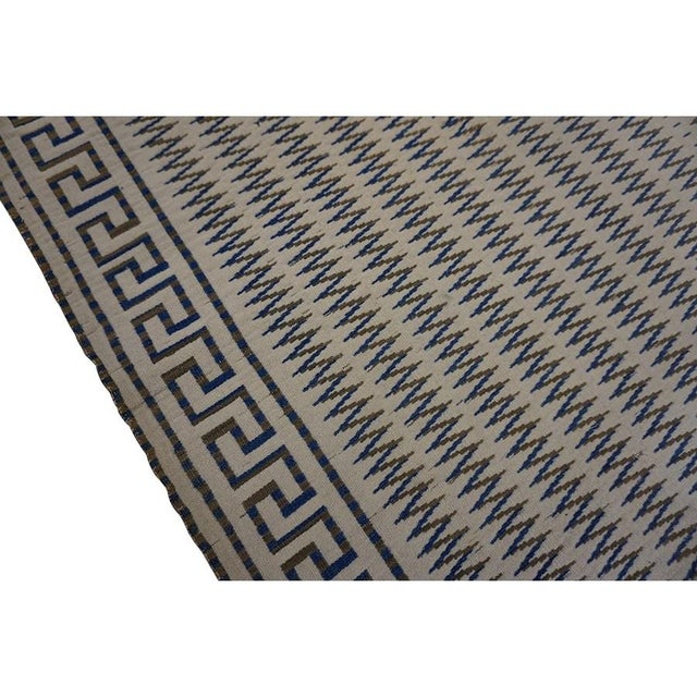 1890s Beige Field Antique Greek Key Border Native American Navajo Flatwoven Rug For Sale - Image 11 of 12