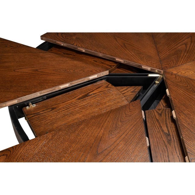 Brown Transitional Round Dining Table, Large - Warm Brown Oak For Sale - Image 8 of 11