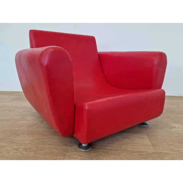 Red Set of Mid-Century Red Armchairs, 1969 For Sale - Image 8 of 12
