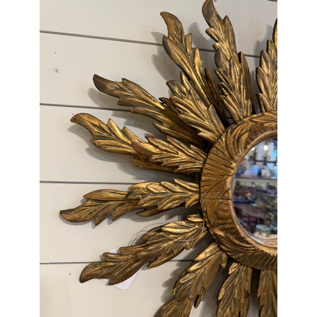 English Vintage Sunburst Mirror For Sale - Image 3 of 8
