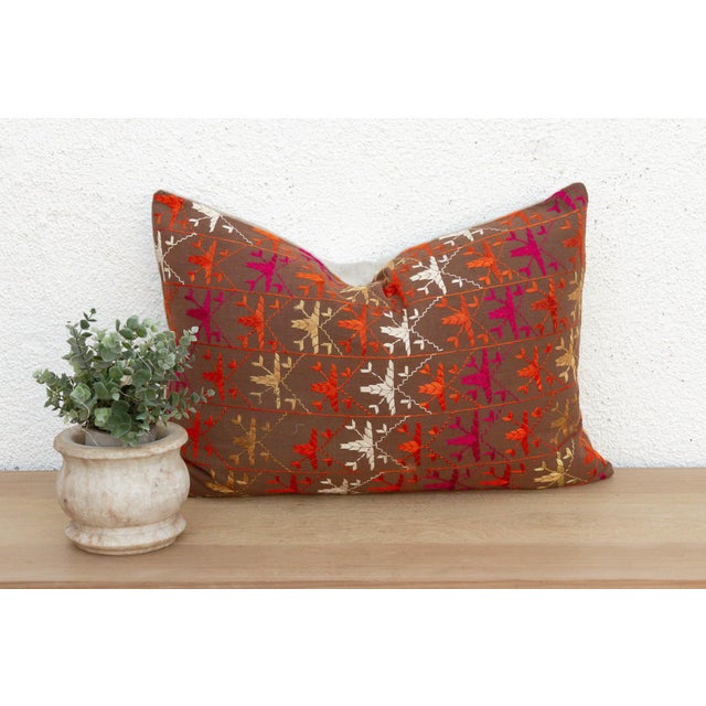 Khanna Knot, Antique Phulkari Lumbar Pillow Cover For Sale In Los Angeles - Image 6 of 6