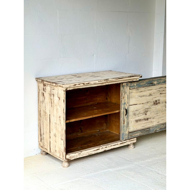 Rustic Distressed Wooden Cabinet with Storage Shelf, 1960s For Sale - Image 12 of 14