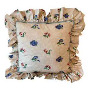 Vintage Cottage Floral Ruffle Pillow