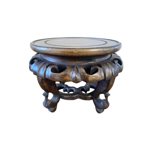 Chinese Vintage Chinese Rosewood Pedestal Plant/Vase Stand 9.5" D For Sale - Image 3 of 6