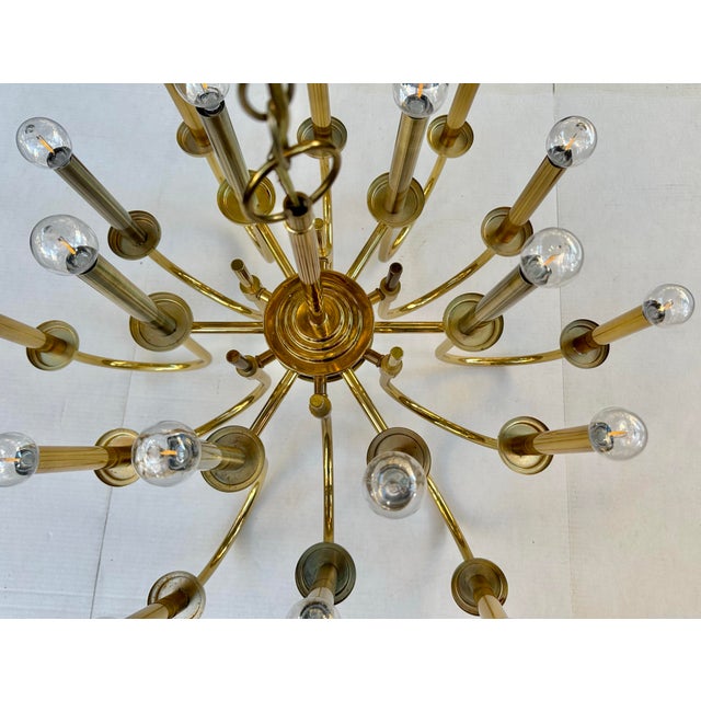 Metal Vintage 18-Light Brass Chandelier in Style of Tommi Parzinger For Sale - Image 7 of 11