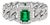 18K White Gold Diamond Emerald Cuban Chain Link Band Ring For Sale