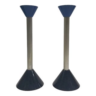Pair of Vintage Mid Century Memphis Age Postmodern Candlestick Holder For Sale