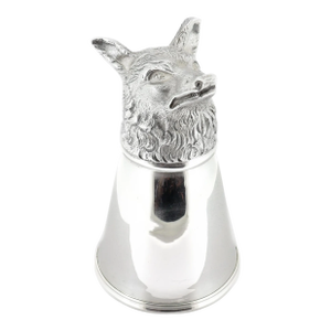 Antique j.e. Caldwell Sterling Silver Cup Hunting Fox Head Stirrup Cup