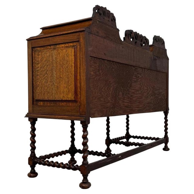 Antique English Jacobean-Style Golden Oak Sideboard, 1900s For Sale - Image 10 of 14