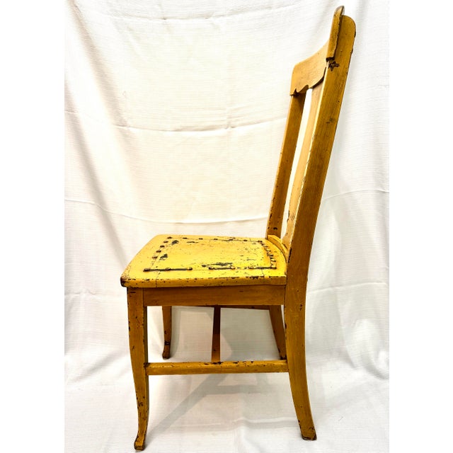 Wood Antique Grand Rapids Farmhouse Side Chair by Heyman Co. - Distressed Goldenrod Yellow For Sale - Image 7 of 9