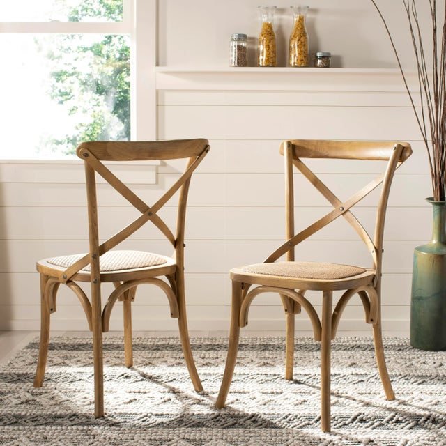 Brown 18''H X Back Farmhouse Chair in Weathered Oak & Medium Brown - a Pair For Sale - Image 8 of 10